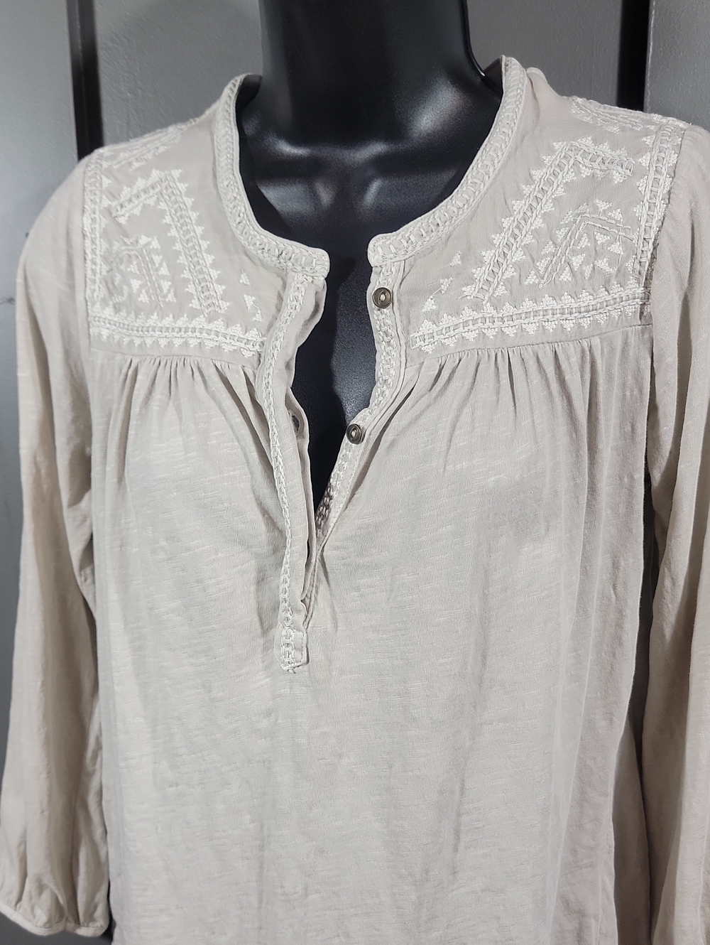 Lucky Brand Embroidered Henley Top